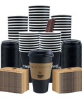 Heavy Duty 16 Oz Disposable Coffee Cups With Lids Sleeves And Straws 100 Pack Thickened Leak Proof Insulated Paper Cups for Hot Drinks