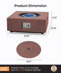 Product dimensions of 28 Inch Propane Fire Pit Table With 40,000 BTU Gas Fire Pit For Outdoor Patio Backyard Auto Ignition Burner Lid And Blue Fire Glass Rocks For Cozy Outdoor Gatherings And Weatherproof Patio Ready.