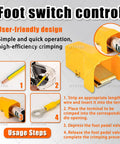 Foot pedal control of Professional Pneumatic Terminal Crimping Machine With Powerful 1.3T Force Output for high efficiency electrical work.