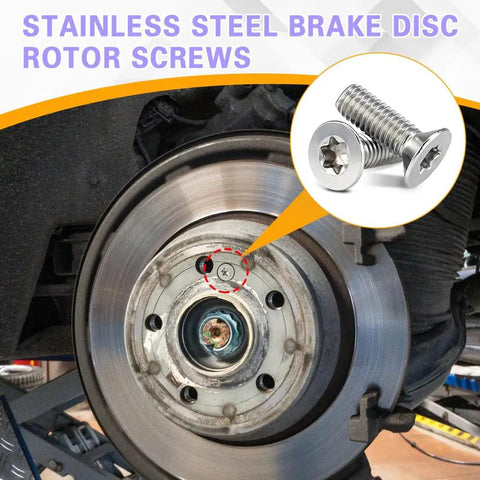 4 Pack Stainless Steel Brake Rotor Screws For Front And Rear Discs installed on vehicle wheel hub