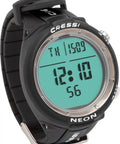 Neon Dive Computer Watch Style For Scuba And Freediving Intuitive And Reliable A Dope Yet Elegant And Versatile Device That Feels Like A Best Friend On Every Adventure Compact Watch Sized Computer In Classic Black On Black, showing digital display.