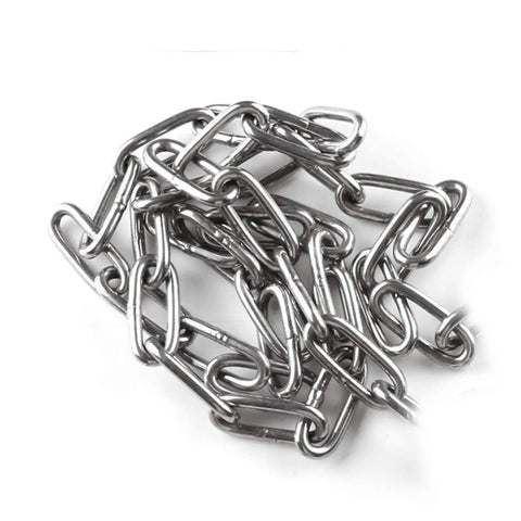 Heavy Duty 304 Stainless Steel Chain Rock Solid Rust Resistant Security Link for Dog Restraint with interconnected links.