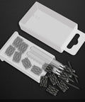 15 Piece Rotary Spot Weld Cutter Set With Double Sided HSS Three Eighths Inch Bits for power drill in a storage case