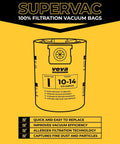 15 Pack 10 To 14 Gallon Vacuum Filter Bags For Wet Dry Vacuum Type F 90662 with allergen filtration technology on yellow background