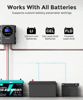 60A MPPT Solar Charge Controller For 12V 24V 36V 48V Systems No-Fuss Auto Battery Detection With Multiple Battery Types