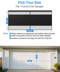 Privacy Garage Door Screen for 2 Car Garage 16x7 Ft Retractable Slide Track System with Heavy Duty PET Mesh and Blackout Panel