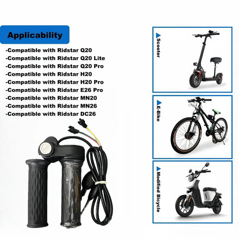 Full Twist Ebike Throttle With Key Lock, Waterproof 3 Pin Design, Easy Install Plug And Play 22mm Handlebar Fit, Universal Voltage For Electric Bicycles And Scooters, Anti Slip Grips For Secure, Smooth Rides On 22mm Handlebars