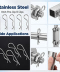 8 Pack Stainless Steel Cotter Pins R Clips Cotter Pin Clips For Trailers Marine Gear And Farm Machinery Rust Resistant Corrosion Proof Beefy Heavy Duty Secure Locking For Outdoor Use, 3 mm pins