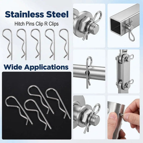 8 Pack Stainless Steel Cotter Pins R Clips Cotter Pin Clips For Trailers Marine Gear And Farm Machinery Rust Resistant Corrosion Proof Beefy Heavy Duty Secure Locking For Outdoor Use, 3 mm pins
