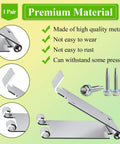 1 Pair Low Headroom Garage Door Top Bracket Set For Standard Lift Doors Adds Extra Clearance Above The Door Ideal For Commercial And Residential Use Quick Turn Bracket For Easy Install And Space Saving shown with screws and metal material description