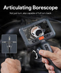 Dual Lens 210 Degree Articulating Endoscope With 4.5 Inch Screen displaying engine inspection