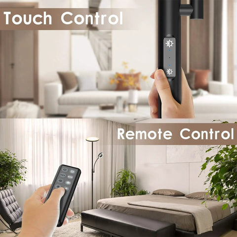 Torchiere Floor Lamp With Reading Light, 3500 Lumen LED Standing Lamp, 35W Energy Saver, touch and remote control demo