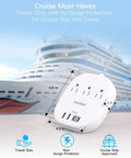 Ultra Flat 6 Foot Power Strip With 3 Outlets 4 USB Ports 2 USB C Desktop Charging Station for Cruise Ship and Travel