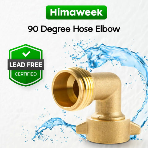 Two Pack 90 Degree Brass Hose Elbow Connector Lead Free Easy Grip Adapter For RV Water Hookups Outdoor Faucets And Garden Hoses No Kink Flow Durable Brass Construction For Long Lasting Performance, 3/4-inch brass elbow