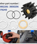 Water Pump Impeller 2-1/4 Inch For Volvo Penta Johnson And Sierra Marine Engines with gaskets and installation view