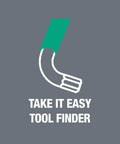 Take It Easy Tool Finder logo with abstract long arm Torx L key illustration