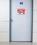 Six Pack Heavy Duty Restricted Area Signs Featuring Bold Authorized Personnel Only Warnings And Do Not Enter Markers on door.