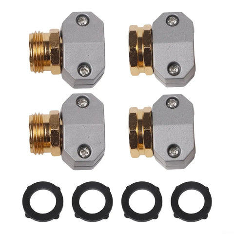 Heavy Duty Hose Repair End Fittings Connectors For 3/4 And 5/8 Inch Hoses, Quick Fix Aluminum And Zinc Alloy With Clamps, Easy Install