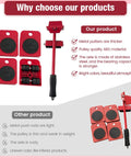 Heavy Duty Furniture Dolly Set With Wheels And Moving Straps For Easy Appliance Transport showing red moving straps and support pads.
