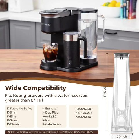 Tall Handle Water Filter Replacement Starter Kit For Keurig 2.0 With Three Charcoal Filter Cartridges Wide Compatibility with Keurig models