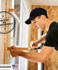 Carpenter using Wood Shims For Leveling 12 Shims 8 Inch Length Quick Snap Pine Wedges for door installation, Made In USA