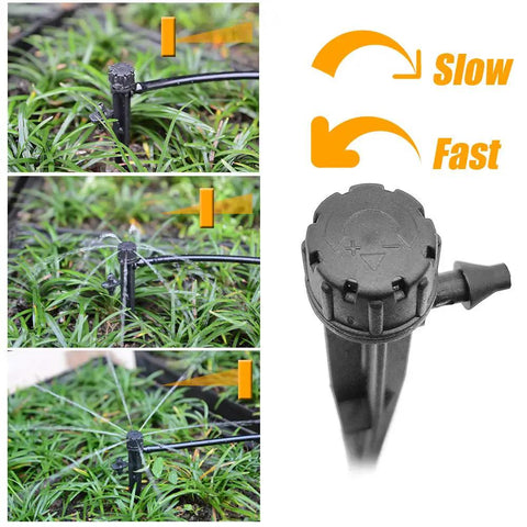 Adjustable Irrigation Drippers 360 Degree Water Flow Drip Emitters For 4 7mm Tube PE Pipe in action on grass