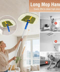 Wicked Large 15 Inch 100 Percent Cotton Wedge Dust Mop Head Replacement being used with long handle to clean high places.