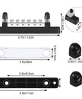 Heavy Duty Marine Ground Bus Bar With Clear Cover Dead Simple Hookups For Boat And RV 12V DC Power Distribution Block dimensions and components