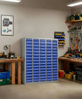 75 Drawer Hardware Cabinet For Nuts Bolts And Small Parts With Heavy Duty ABS Drawers And Metal Frame Bolt Bin Organizer in workshop