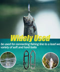 Speed Clips Fishing Tackle Kit 120 Piece With Three Sizes S M L And Storage Box Quick Change Connectors For Saltwater Freshwater Lures Stainless Steel Corrosion Resistant showing use with fish and lures.