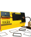 Heavy Duty Cnc Rebar Bending Machine For Quick Steel Loop Cutting And Dead Simple Stirrup Wrapping With Rock Solid Structure And No Hassle Daily Work, with cut steel loops in front.
