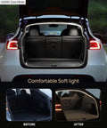 Dual Color Trunk LED Light Strip For Tesla Model Y 2025 2026 Juniper Edition with cool white illumination, trunk open view