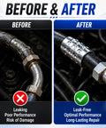 Before and after using 40 Piece AC Hose Ferrule Set Sizes 6 8 10 12 For Automotive AC Lines With Iron Crimp Fittings
