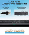 Heavy Duty 36 Inch Wall Mount Black Air Curtain Fan With Magnetic Switch And Three Speed Settings For Commercial Spaces with large vents and power cord.