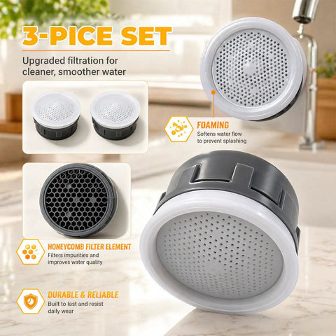 Slick Performance Faucet Aerators Three Pack For Kitchen And Bathroom Sink Inserts One Point Zero Gpm Flow Control Hassle Free Quick Change Setup Drip Free Operation And Long Lasting Durability