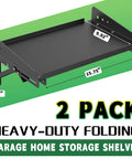 Garage Folding Storage Shelves With Lip Two Pack 200 Pound Capacity Wall Mounted Adjustable Rail Shelves