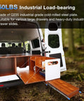 Van with cabinet setup showcasing heavy-duty drawer on Beefy Locking Drawer Slides Full Extension Runners With Lock For Side Mount Rails Works With Cabinets And Furniture 12 To 40 Inch Options 187 Lb Capacity Steel Ball Bearing Rails Durable 1 Pair