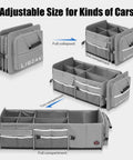 Oversize 4 In 1 Car Trunk Storage Organizer With Collapsible Design Multi Compartment Trunk Box And Cooler Bag