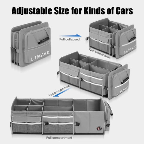 Oversize 4 In 1 Car Trunk Storage Organizer With Collapsible Design Multi Compartment Trunk Box And Cooler Bag