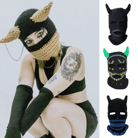 Knitted Full Face Ski Mask Balaclava For Winter Outdoor Gear in various colors, with cozy polyester wool face cover and novelty knitting vibes.