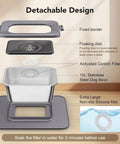Exploded view of Stainless Steel Dog Water Bowl Filter Kit With 5 Replacement Filters For 7L And 10L Square Bowls Keeps Water Fresh Longer Easy To Soak Clean And Replace For Your Pup Hydration