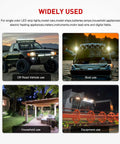 Badass Heavy Duty 2 Pack 16 Awg 10 Ft Wiring Harness Extension Kit For Led Work Light Bars And Pods Off Road Truck Rig Setup No Mess Easy Install Black shown in various uses including off-road vehicle, boat, household, and equipment setups.