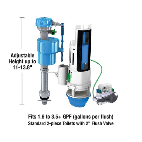 HydroRight Universal Water Saving Toilet Repair Kit With Dual Flush Valve And Lever Handle Easy Drop In Installation