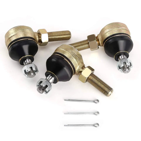Ball Joint Kit For Club Car DS Golf Cart 1976 To 2008 Set Of 3 Tie Rod Ends Two Left Hand Threads OEM 7540 And One Right Hand Thread OEM 7539 Non Greasable Self Lubricating Direct Replacement with cotter pins