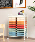 20-Drawer Rolling Storage Cart With Removable Drawers And Lockable Wheels, multifunctional mobile craft organizer, macaron color finish