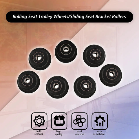 Replacement Sliding Seat Bracket Rollers For Home Gym Rolling Seats, durable chrome-plated, 7-pack front view display
