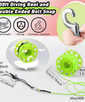 DSMAndReelSet5ftHighVisibilitySurfaceMarkerBuoyWith100ftDiveReel,316SSBoltSnap,OralOrOctoInflationTube,FluorescentYellowSignalingGearForDeepDives