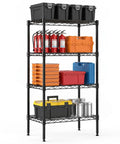 Beefy 4 Tier Wire Storage Shelves With 200 Lbs Per Shelf Capacity, Heavy Duty Steel Rack With Black Finish For Kitchen, Garage, Pantry, And Workshop Organization with bins and tools
