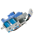 Dual Water Valve Replacement For Refrigerators OEM Style Part WR57X10098, showing connectors and metal frame for GE models.