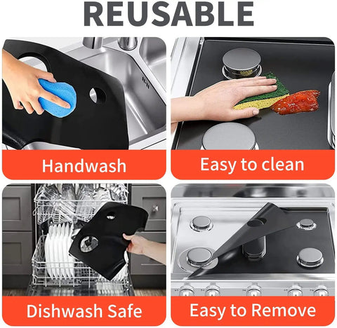 Stove Cover Set For Gas Range Protectors Keeps Your Stovetop Clean Nonstick, Dishwasher Safe Easy To Clean Reusable Burner Mats